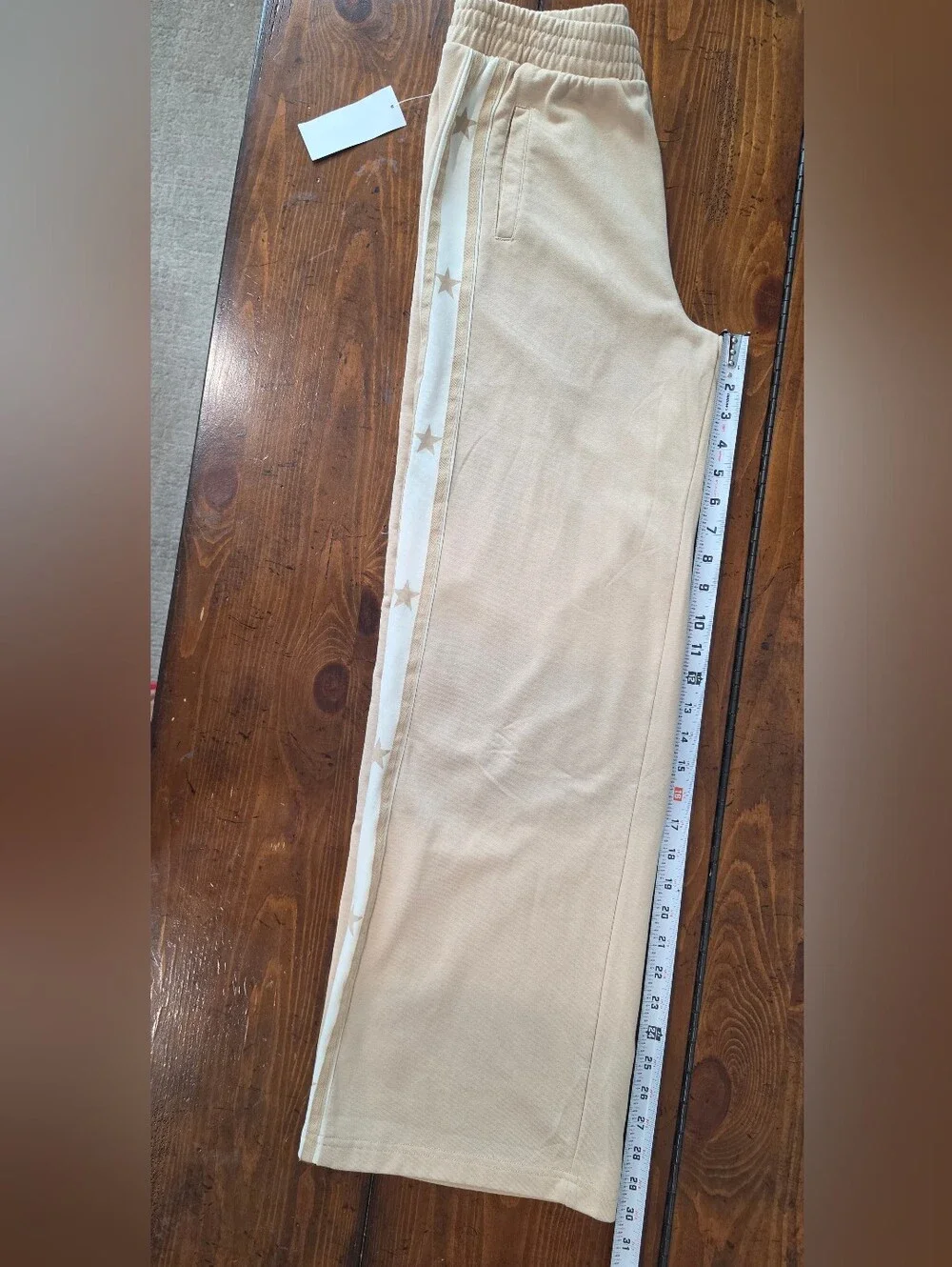 Tractr Big Girl's Khaki Beige Wide Leg Star Stripe Sweatpants Sz XL NWT